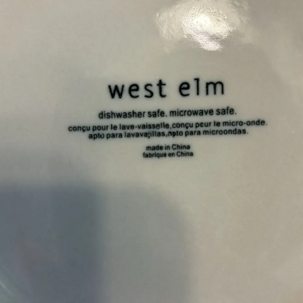 West Elm Set Of 4 Yellow Circles Ceramic Salad Lunch Plates 9”